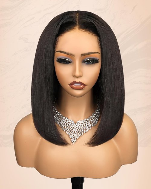 Alididi 10inch Bob Wig Human Hair SKINLIKE Real 5x5 HD Lace Closure Wigs Human Hair 200% Density Bob Wigs 15A Straight Wig 0.10mm Ultra-Thin HD Lace Pre Plucked Tiny Knots 5x5