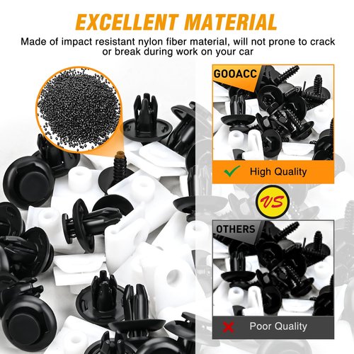 GOOACC 60Pcs Fender Liner Bumper Cover Splash Shield Hex Head Screw with Nylon U Nuts Push Bumper Fastener Rivet Clips for Fastening Front on Mazda 2, 5, 6, CX-5, CX-7 & CX-9 2014 – 2010
