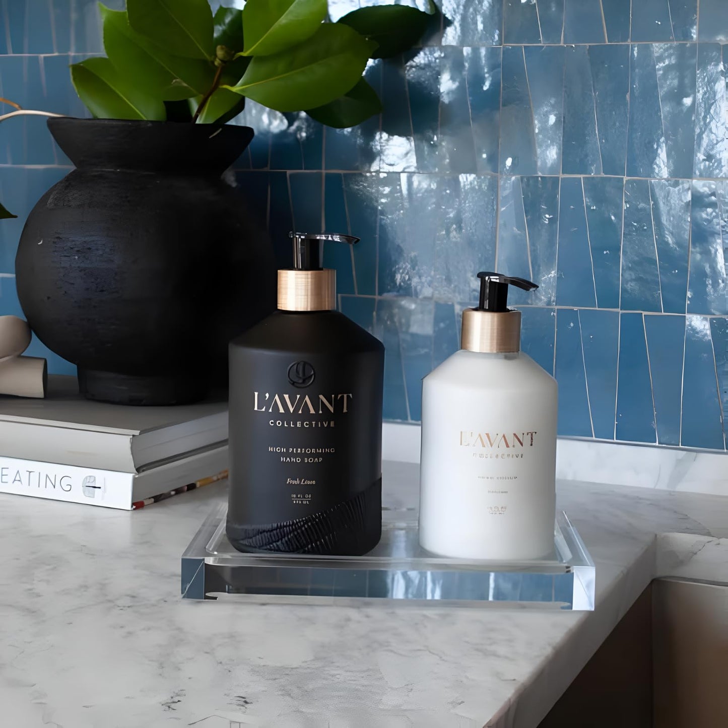 L'AVANT Collective Hand Lotion & Hand Soap Bundle Fresh Linen | High Performing Formula Luxurious Ingredients for Soft & Smooth Hands | 2 Glass Bottles Kitchen Accessories Home Decor Hostess Gifts