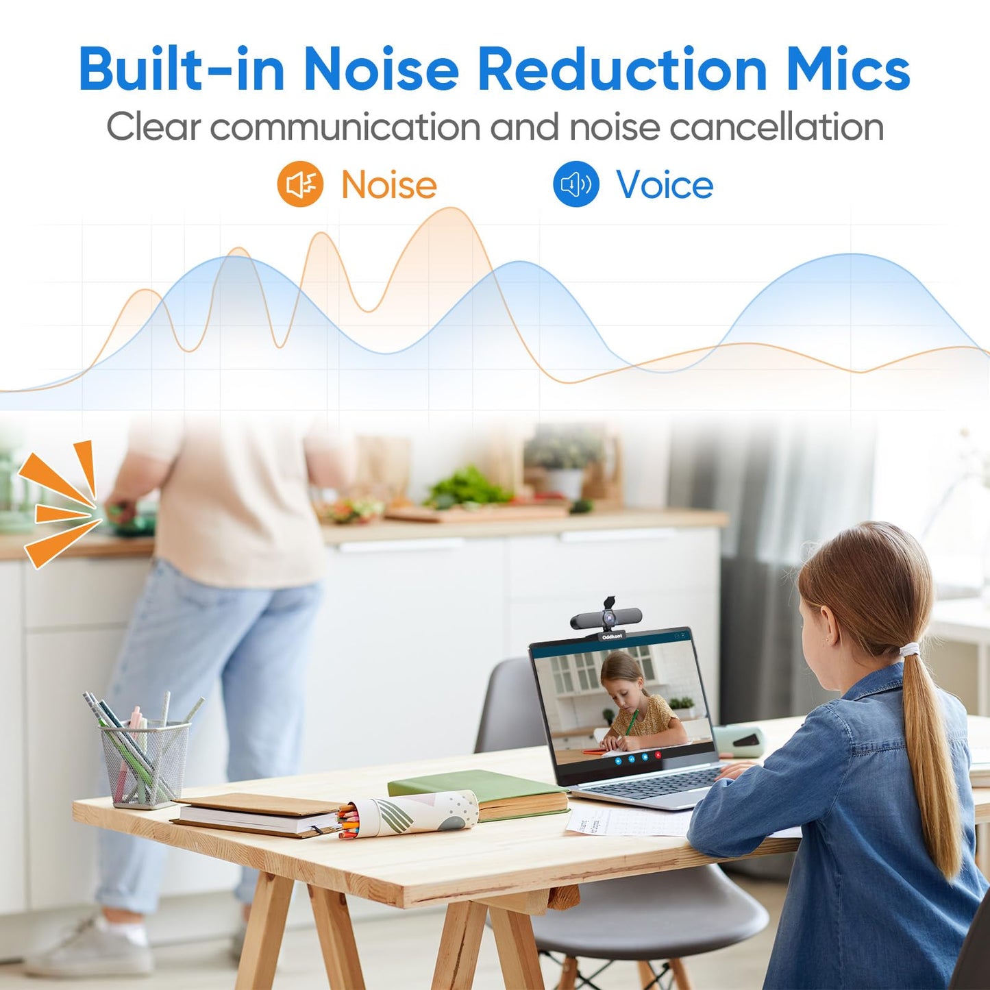 1080P Full HD Webcam with Microphone, Auto Light Correction, 360° Rotatable, Built-in Privacy Cover, Plug & Play, Compatible with Windows, Mac, Laptop, Desktop (Zoom, Skype, Teams, Video Conferencing)