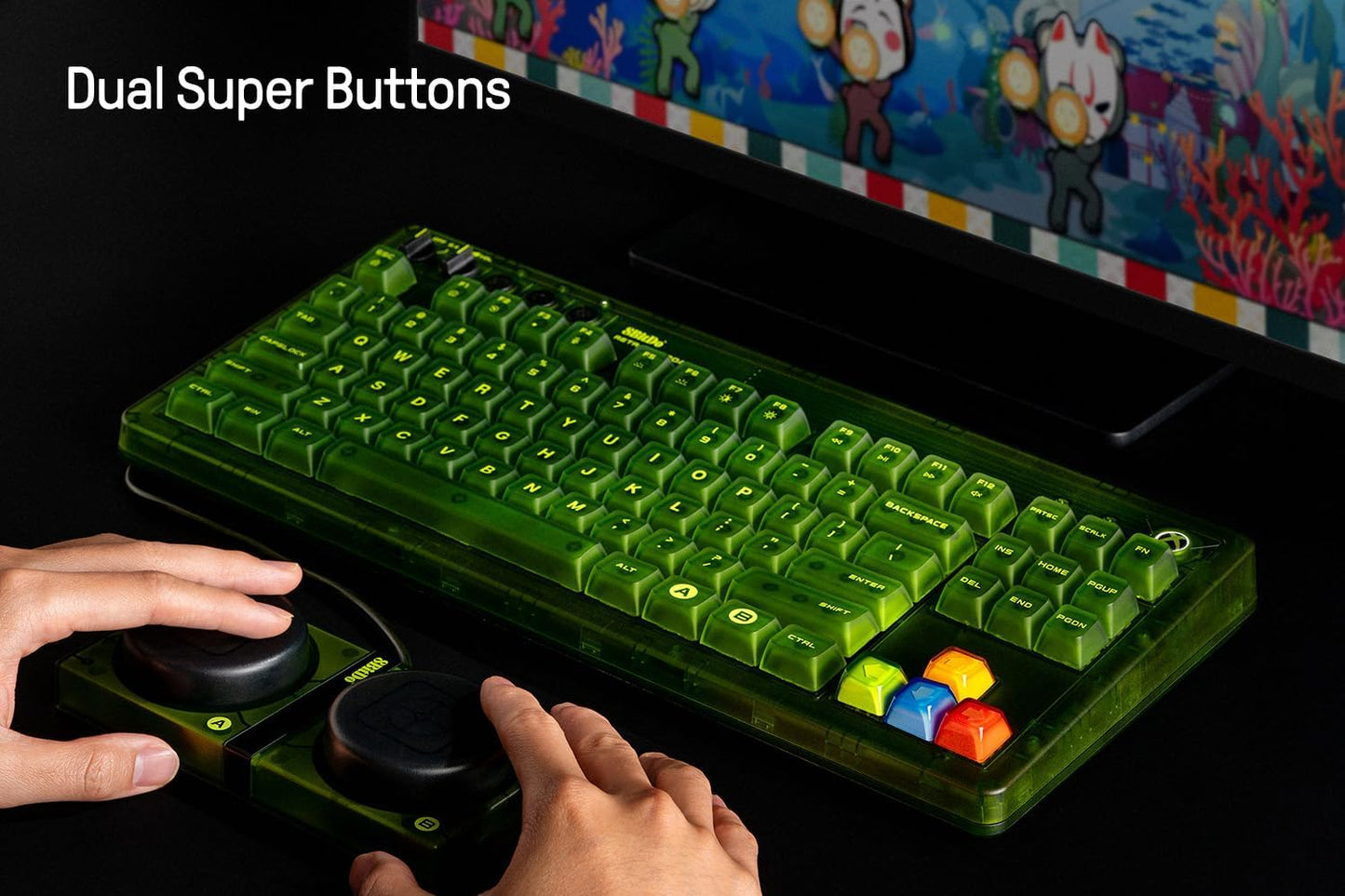 8Bitdo 87 Keys Retro Mechanical Keyboard Bluetooth/2.4G/USB-C, RGB Backlight, Hot Swappable, Dual Super Programmable Buttons, Volume Knob for PC and Android - Xbox Edition (Officially Licensed)