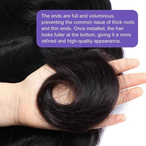 Lemoda Body Wave Virgin Human Hair Bundles 14 16 18 Inch Body Wave 100% Unprocessed Raw Human Hair Extensions Double Weft No Shedding No tangle Hair Weave 3 Bundles Natural Black