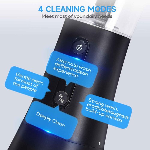 2025 New Upgraded ear cleaner earwax removal with One-Piece Waste Tank, Safe electric ear wax removal with Water Temperature Sensor,Ear Irrigation Kit & USB-A to C Cable