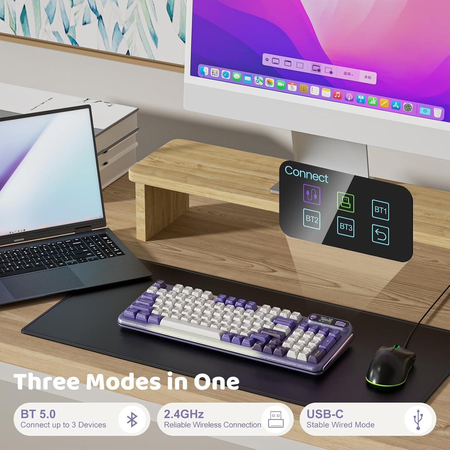 Z98 Creamy Keyboard, Wireless Mechanical Keyboard with Smart Display & Knob, Tri-Mode Connection