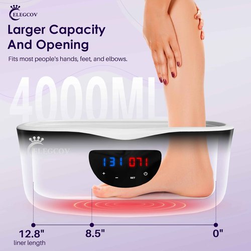 Paraffin Wax Machine for Hand and Feet - ELEGCOV Paraffin Wax Warmer with 8 Packs Lavender Bath Wax Refills Kit,Hand and Foot Moisturizing Care Kit, 4000ml Fast Meltdown Parafin Hot Wax Machine