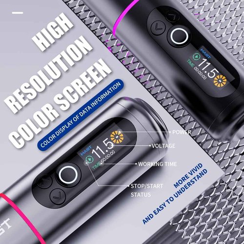 Mast A2 Wireless Tattoo Gun Pen Machine Rotary Mcore Power Motor Supply 5,000mAh Battery for 20 Hours Long Running Time
