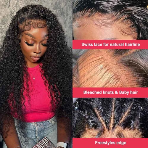 Chsxc 26 Inch Deep Wave Lace Front Wigs Human Hair 13x4 HD Lace Front Wigs 200 Density Human Hair Pre Plucked Glueless Wigs with Baby Hair