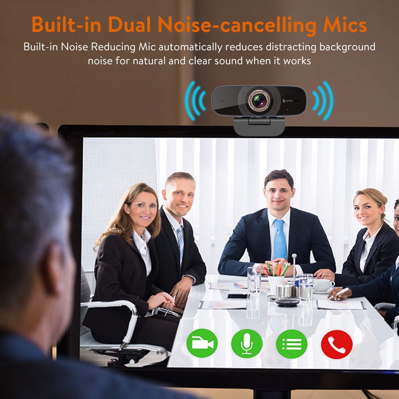 Angetube 1080P Webcam with Microphone, Streaming HD Web Camera 100° Wide-Angle View Web Cam Compatible with Windows Android iOS Linux for Skype Facebook Xbox one for Desktop Computer PC Mac