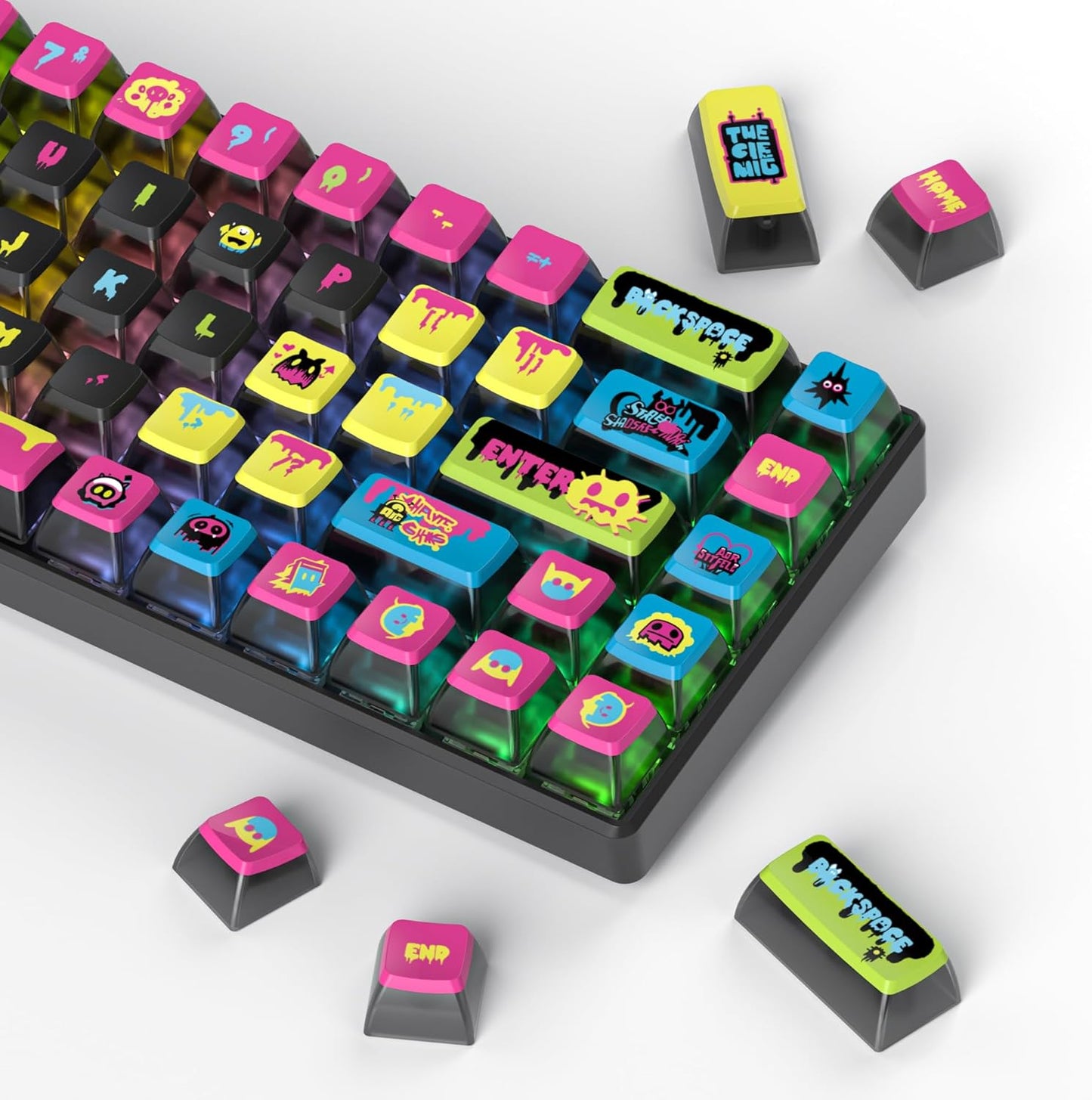 61 PBT Game keycap, 60% Backlight with Key Puller OEM Configuration American Layout, 87/104 Mechanical Keyboard (no Keyboard) (Ahris)