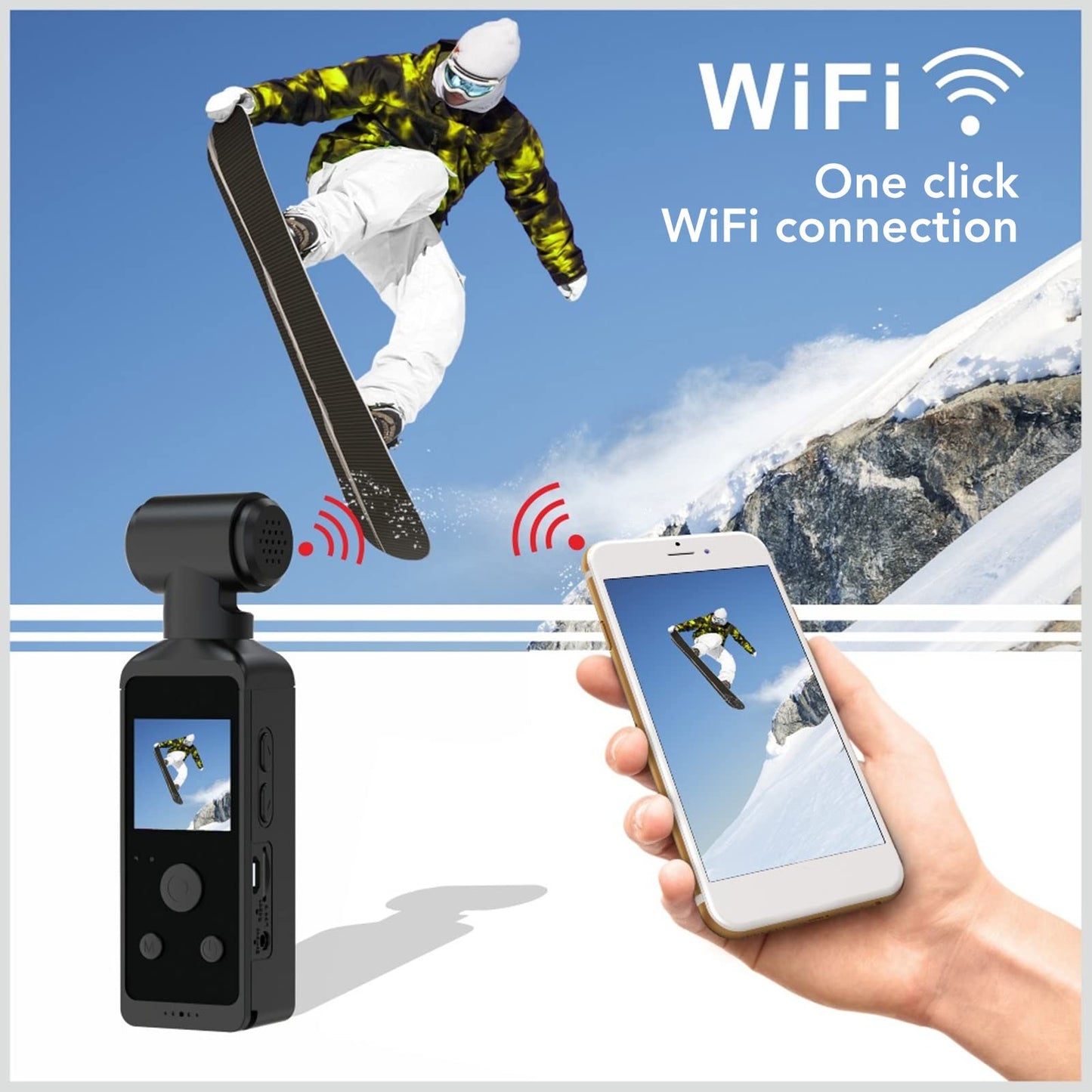 4K Action Camera with 270° Rotatable Anti-Shake & 30m - HD Underwater Video Cam with Mic for Diving Riding Outdoor Sports, Portable