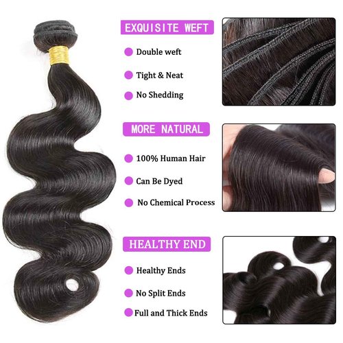 Human Hair Bundles with Closure Body Wave 3 Bundles with Closure(18 20 22+16) Unprocessed Brazilian Human Hair Bundles with 4x4 Lace Closure