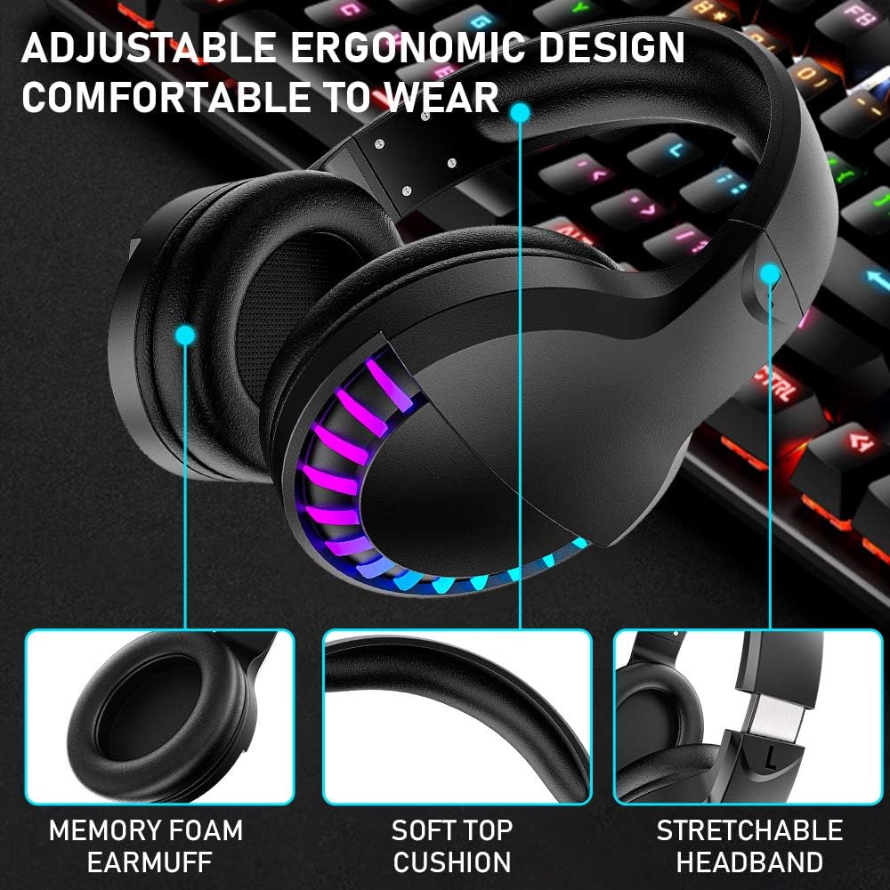 ZIYOU LANG L80 Wireless Gaming Headset Ultralight Over Ear with 2.4Ghz USB C&A Dongle/Bluetooth 5.3/3.5mm Wired Detachable Mic Stereo Sound 600mAh Battery for PC Mac PS4 PS5 Switch Win Gamer(White)