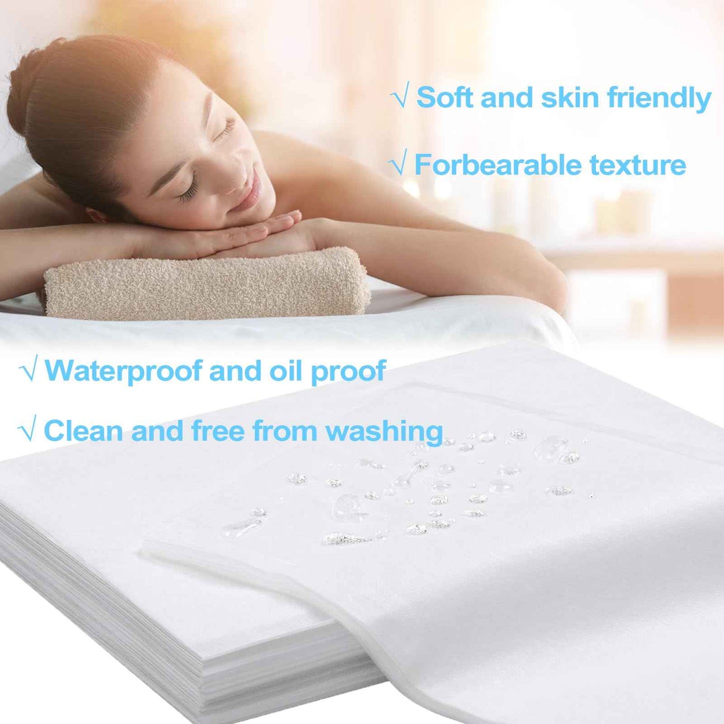200pcs Massage Table Sheets 31''x71'' Disposable Bed Sheets Non-Woven Fabric Bed Covers for SPA Tattoo Massage Table(White)