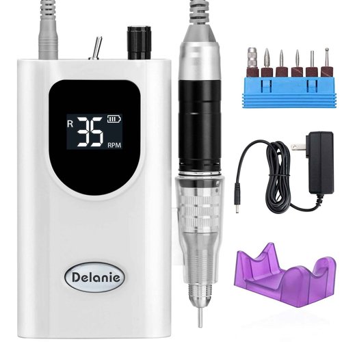 Delanie Nail Drill White & 300Pcs Sanding Bands Bundle