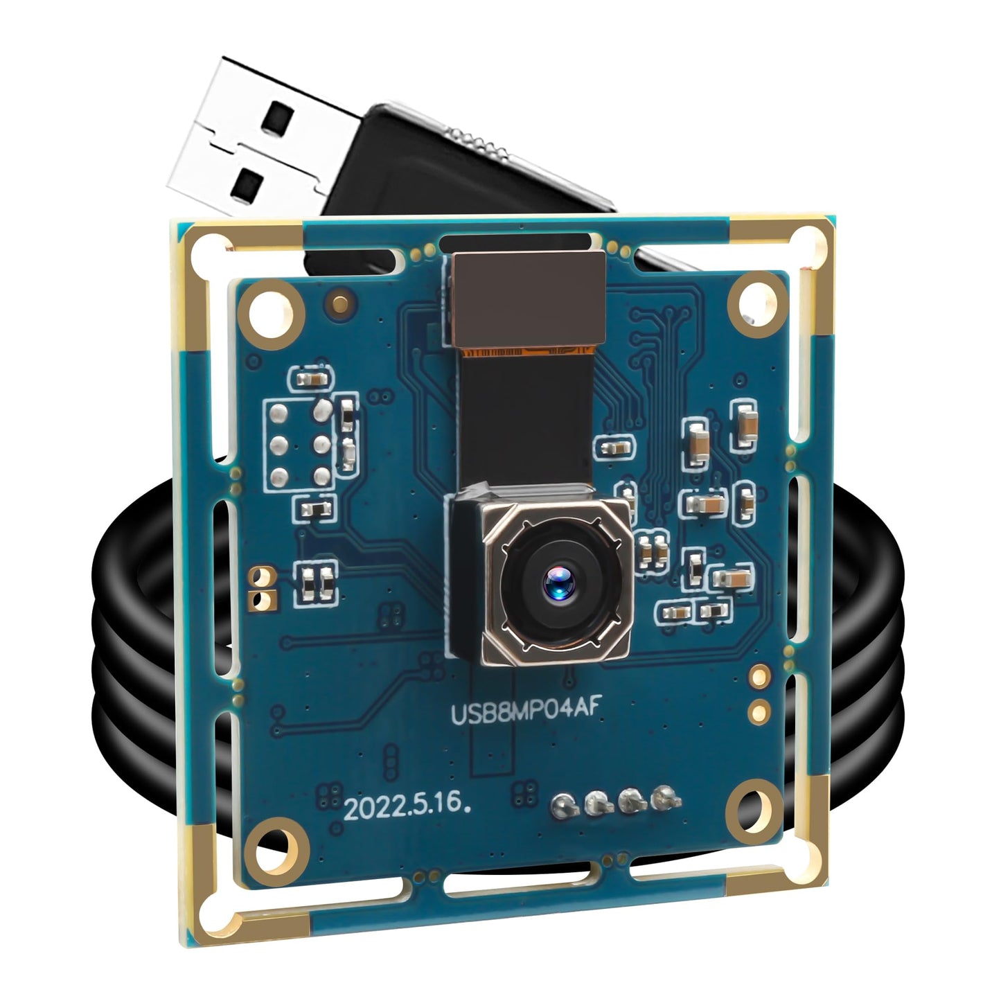 ALPCAM 8MP Autofocus USB Camera Module for Computer, IMX179 Mini UVC USB2.0 Webcam No Distortion Lightburn Camera for 3D Printer, 2448P Embedded Webcam for Windows, Linux, Android and Mac OS
