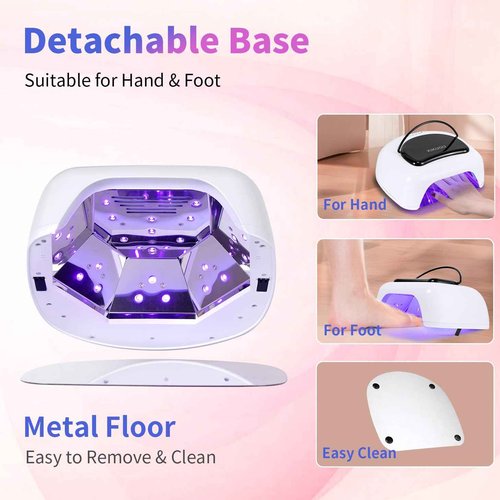 Kikugu Cordless Rechargeable UV LED Nail Lamp,96W UV Light for Gel Nails with Metallic Reflector & Metal Base, Fast Curing Lamp Manicure,Pedicure,Ideal for Nail Salon and Home(White)