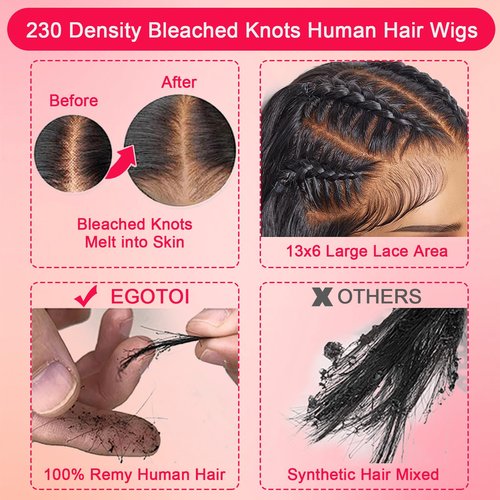 PUNUBO Deep Wave Lace Front Wigs Human Hair 13x6 HD Transparent Lace Front Wigs 230% Density Deep Curly Wig Pre Plucked Deep Wave Frontal Wigs with Baby Hair 20 Inch