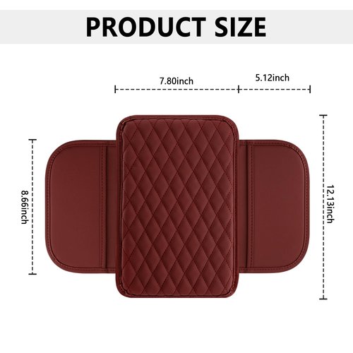 Upgraded Car Center Console Cover,Microfiber Leather Car Armrest Cover Cushion with 2 Storage Bags,Universal Car Armrest Storage Box Car Interior Accessories for Most Vehicles (Red)