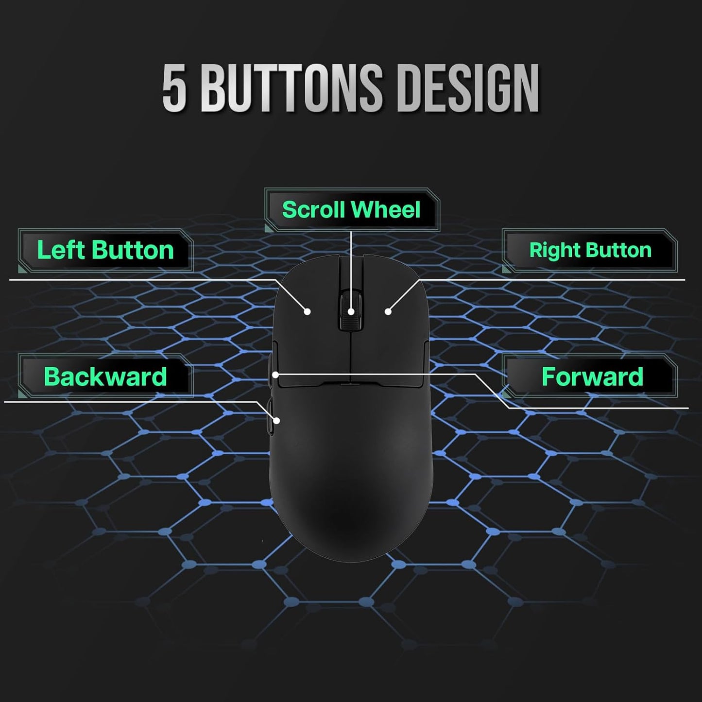 AJ159 APEX Wireless Mouse, Lightweight Gaming Mice, with Magnetic Charging Design and Display Screen, 42000 DPI, PAW3950 Sensor, BT/2.4G/Wired Connection, 400mAh Battery (Black)