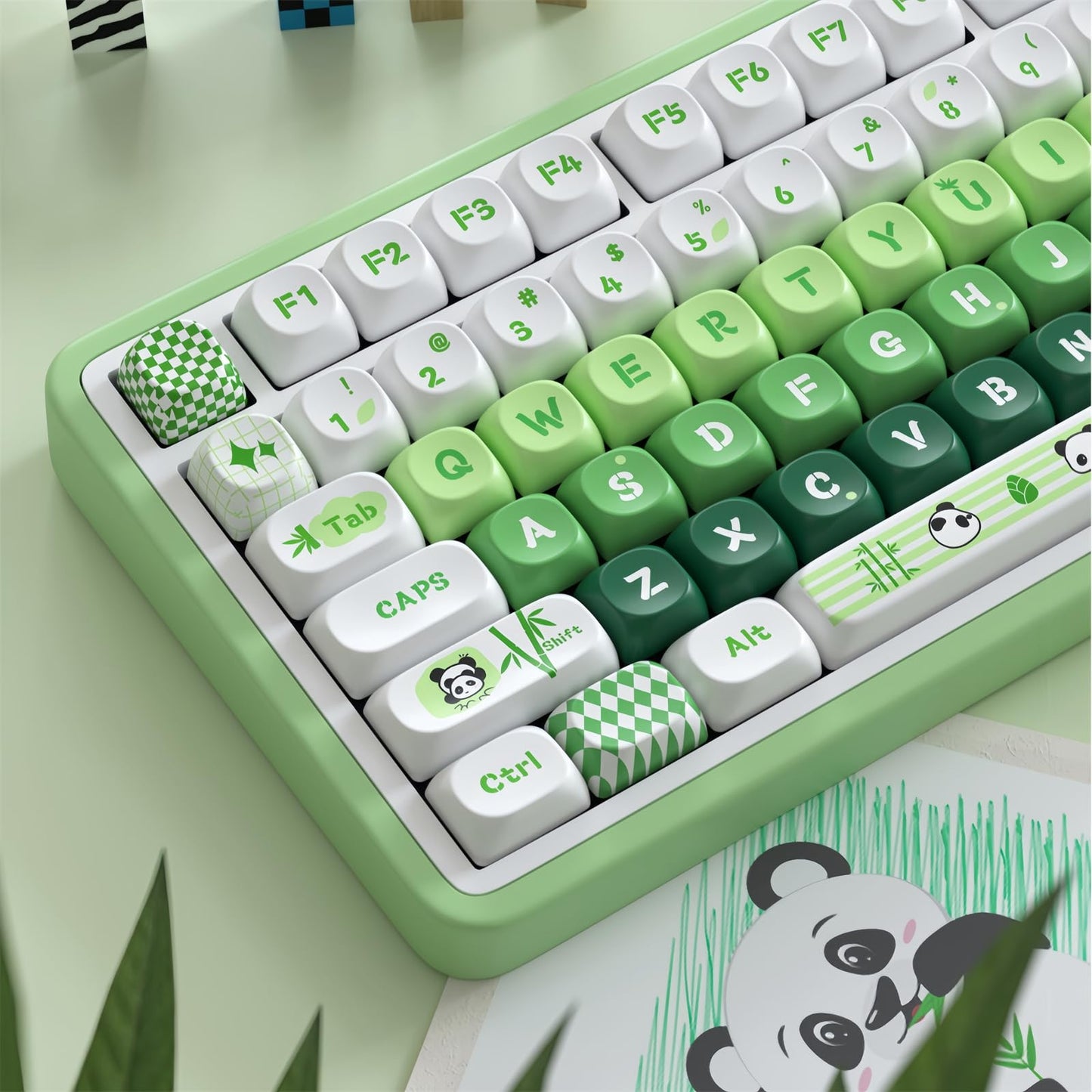 ZMX Cute PBT Keycaps,Kawaii Dye-Sub Custom Keycaps SOA Profile 136 Keys Full Size Keycap Set for 60% 65% TKL Cherry MX Switch ANSI Layout Mechanical Gaming Keyboard Creamy Keycaps (03)
