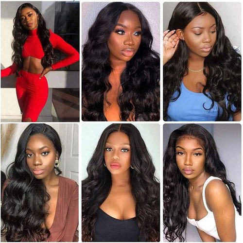 Human Hair Bundles Body Wave Bundles 22 24 26 Inch Unprocessed Brazilian Virgin Hair Weave 3 Bundles Body Wave Human Hair Extensions #1B Natural Color Bundle 50 Grams Per Bundle For Woman