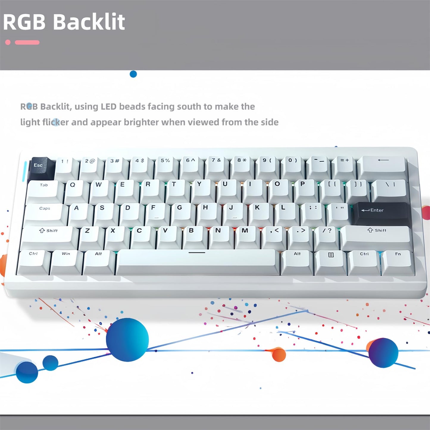 ZMX GMK61 60% Wireless Mechanical Keyboard,Tri-Mode BT5.0/2.4G/USB-C Wired RGB Backlit Gaming Keyboard Hot-Swappable Linear Switch Gasket Keyboard Mini 61 Keys Custom Keyboard with Software (White)