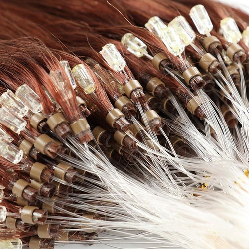 Saisifen Micro Loop Hair Extensions 33# Copper Brown Straight Human Hair Bulk (50 Strands,1g/Strands) Micro Link Human Hair Extension for Women 24 Inches (60cm)