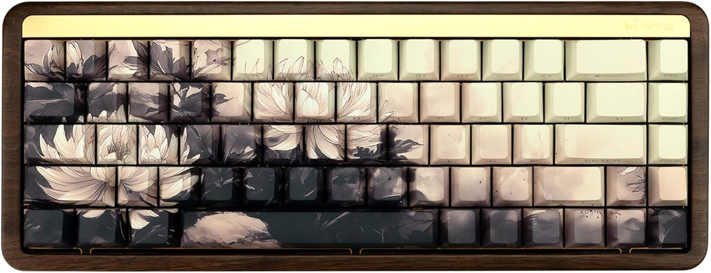 XVX Double Shot PBT Keycaps, Chrysanthemum Keycaps, Side Printed Shine Through Keycap Sets, Cherry Profile Keyboard Caps with Dye Sublimation Suitable for MX Switches Mechanical Keyboard