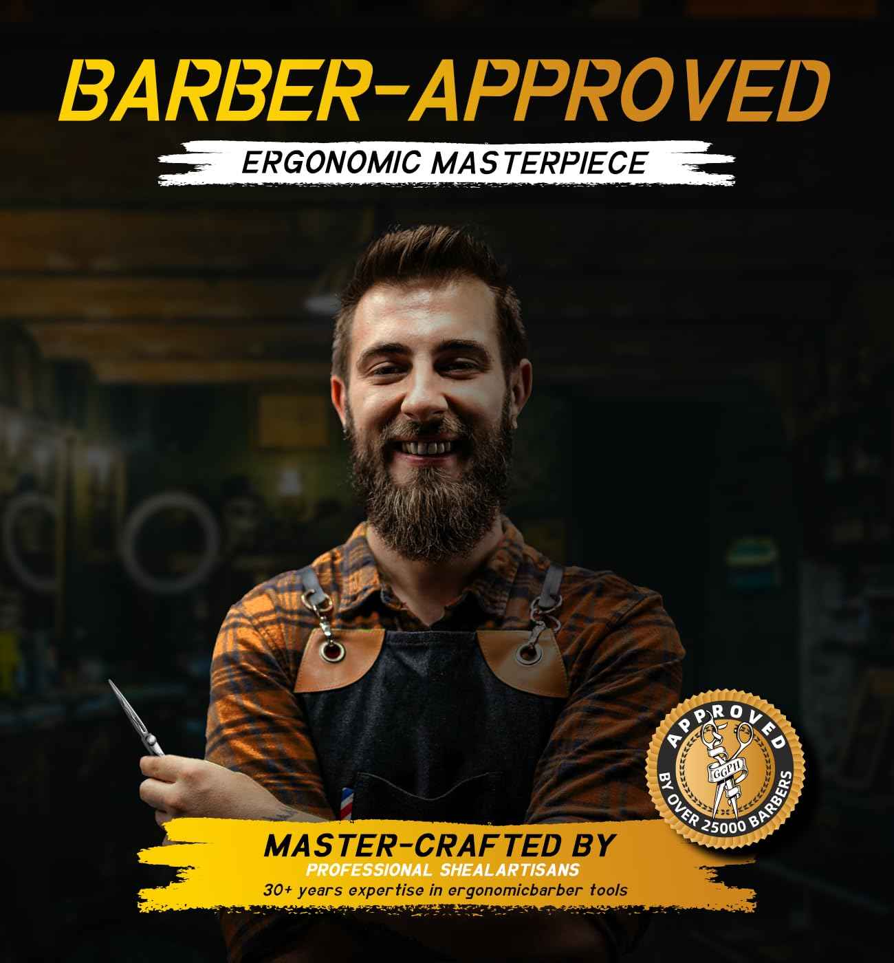 GGPH Professional Ergonomic Hair Cutting Scissors - SUS440C & Cobalt Stainless Steel Barber Shears - Fine Adjustment Tension - Premium Shears for Hair Cutting (6.0 Inches)