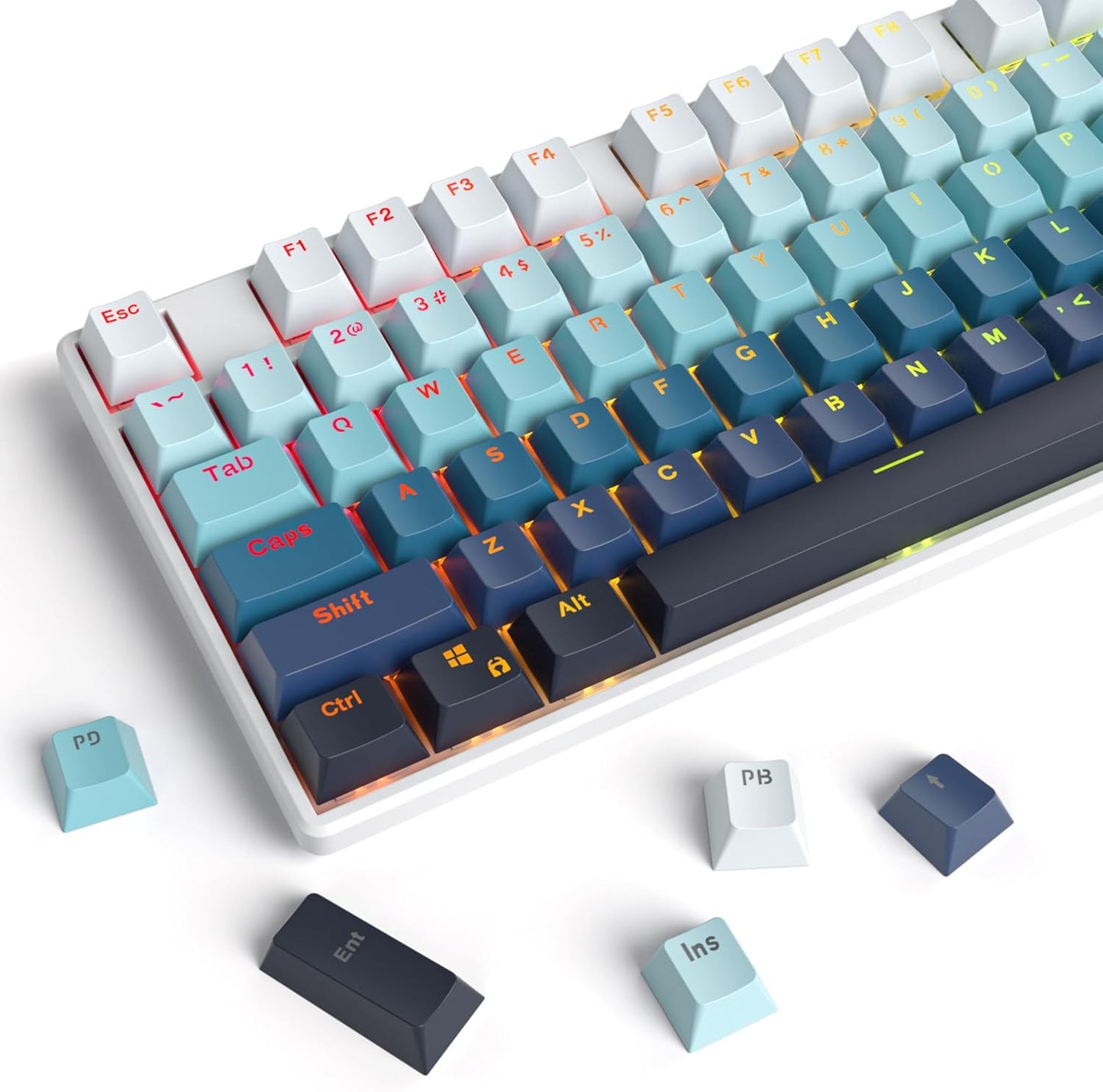 129 Keys PBT Keycaps Dye-Sublimation Keycap XDA Profile Custom Keycaps Anime Keycap Set for 60% 75% 100% MX Switches Mechanical Gaming Keyboard(Peach Cat)