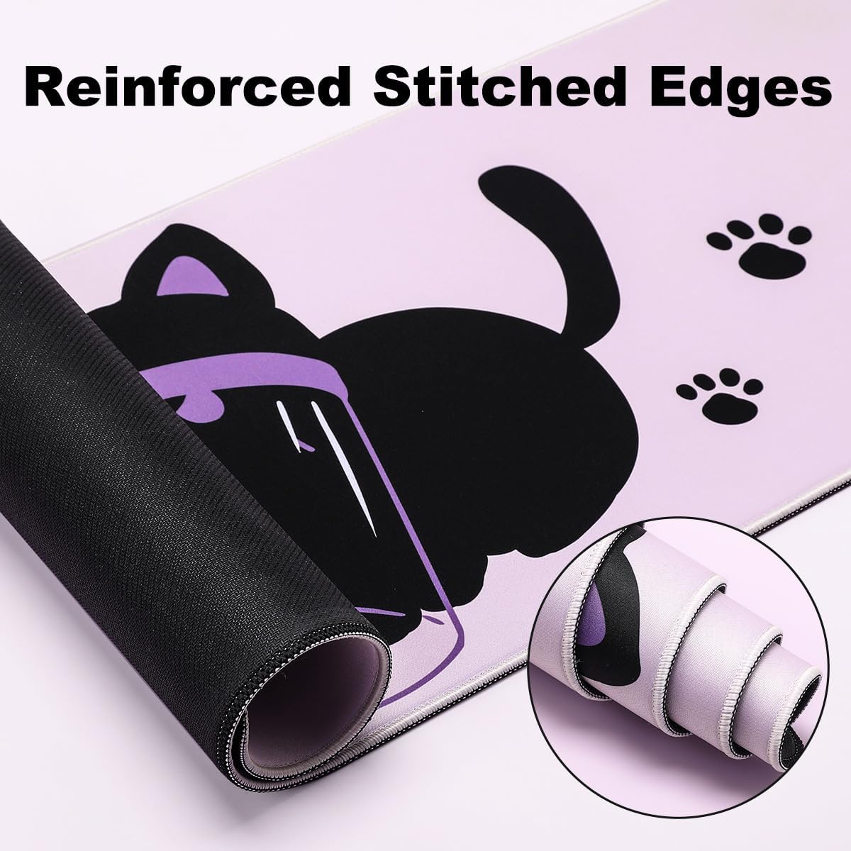 YUNZII Keynovo Gaming Mouse Pad, Large Mouse Pad, Non-Slip 4mm Laptop Gaming Desk Pad for Office and Home(Naughty cat, 31.49'' x 11.8'')
