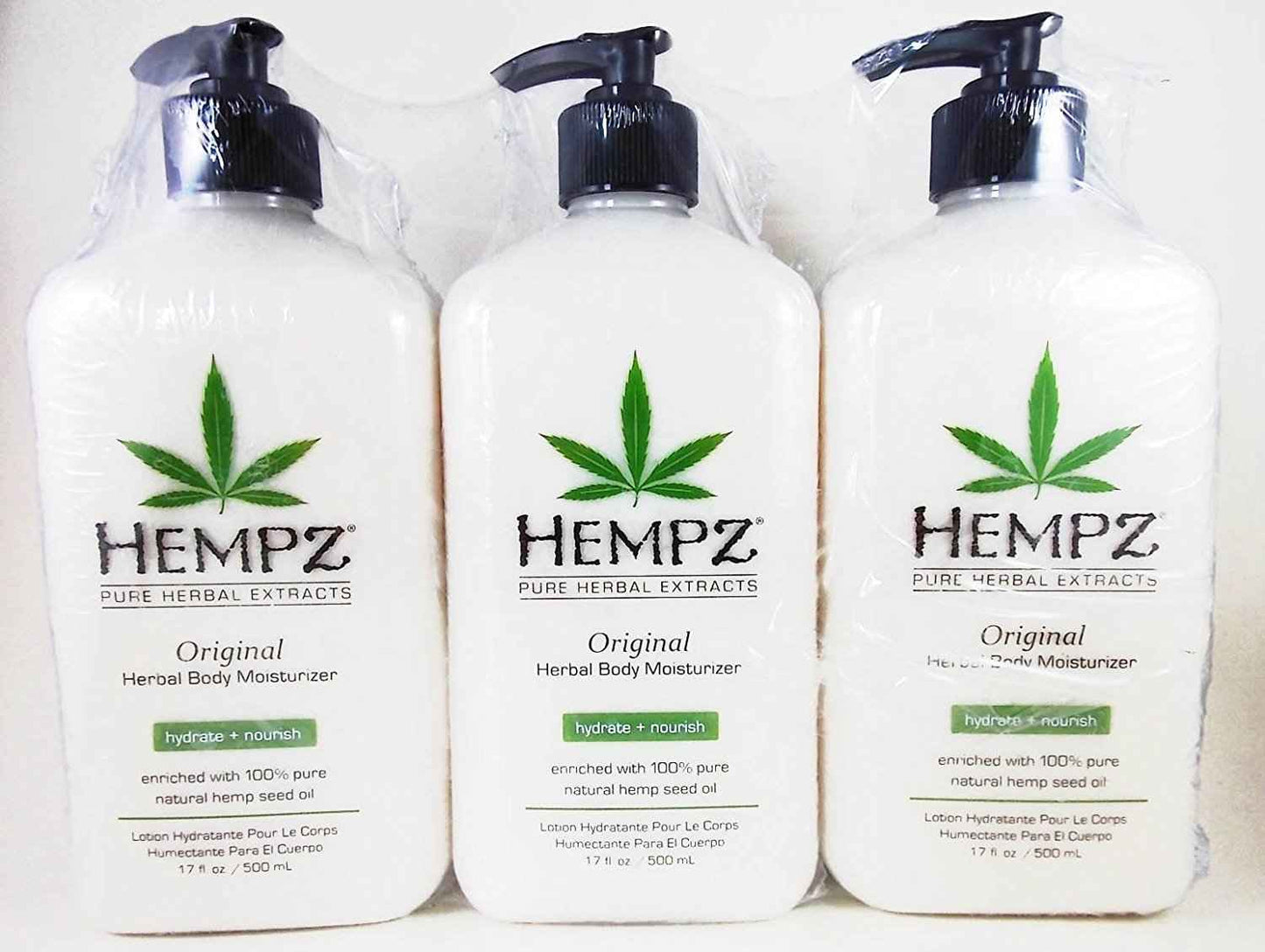 Hempz Original Herbal Moisturizer 17 Ounce Lotion 3 Pack