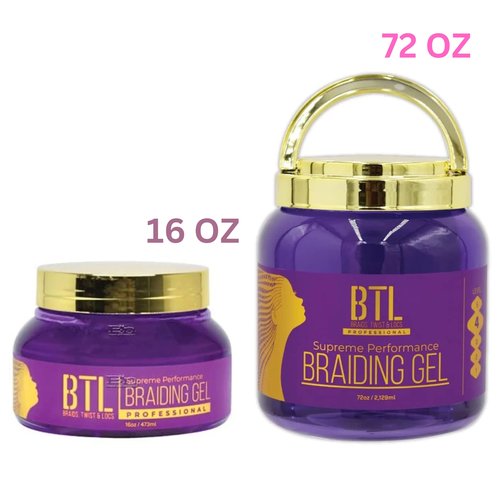 BTL Braiding Gel Supreme 72 Oz Bulk Super Size Jar - Ultimate Hair Styling Solution for Braids, Locs & Twists | Long-Lasting Strong Hold | Non-Greasy & Lightweight Formula | Natural Ingredients for Healthy Hair Growth