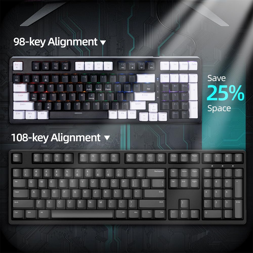 ANGELOYANG Mechanical Gaming Keyboard, Full Key Percent Compact Wired RGB Backlit Light Up, Red Switches Hot Swappable USB C Creamy Sounding Silent Black Mechanical Keyboard for PC MAC