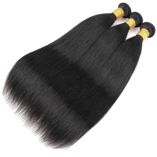Brazilian Straight Human Hair Bundles Weaves 100% Unprocessed Virgin Straigt Human Hair 3 Bundles 18 20 22Inch Raw Sew in Bundles Deals for Woman Nature Black (100+/-5g)/pc Can be Dyed and Bleached