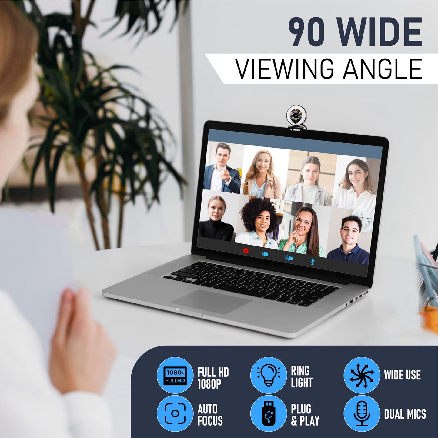 Agape Full HD 1080P/30fps Video Calling Webcam with Microphone,Plug and Play, Adjustable Right Light Pro Web Camera, Advanced Auto-Focus with Tripod for Zoom/Skype/Teams/Video Calling/Gaming Webcam
