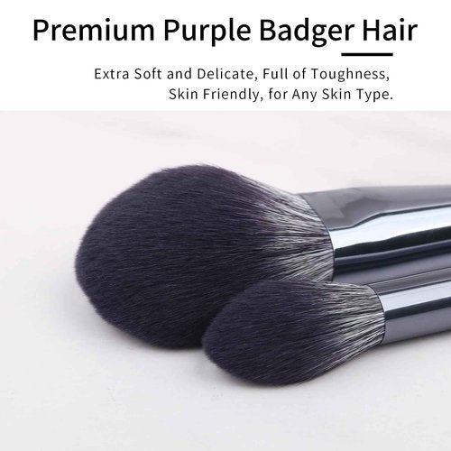 ENZO KEN Natural Purple Badger Hair Makeup Brushes Set Professional, Walnut Makeup Brush Set with Case, Cosmetic Brushes Makeup Set, Natural Makeup Brushes, Natural Bristle Makeup Brushes - ShuiMo