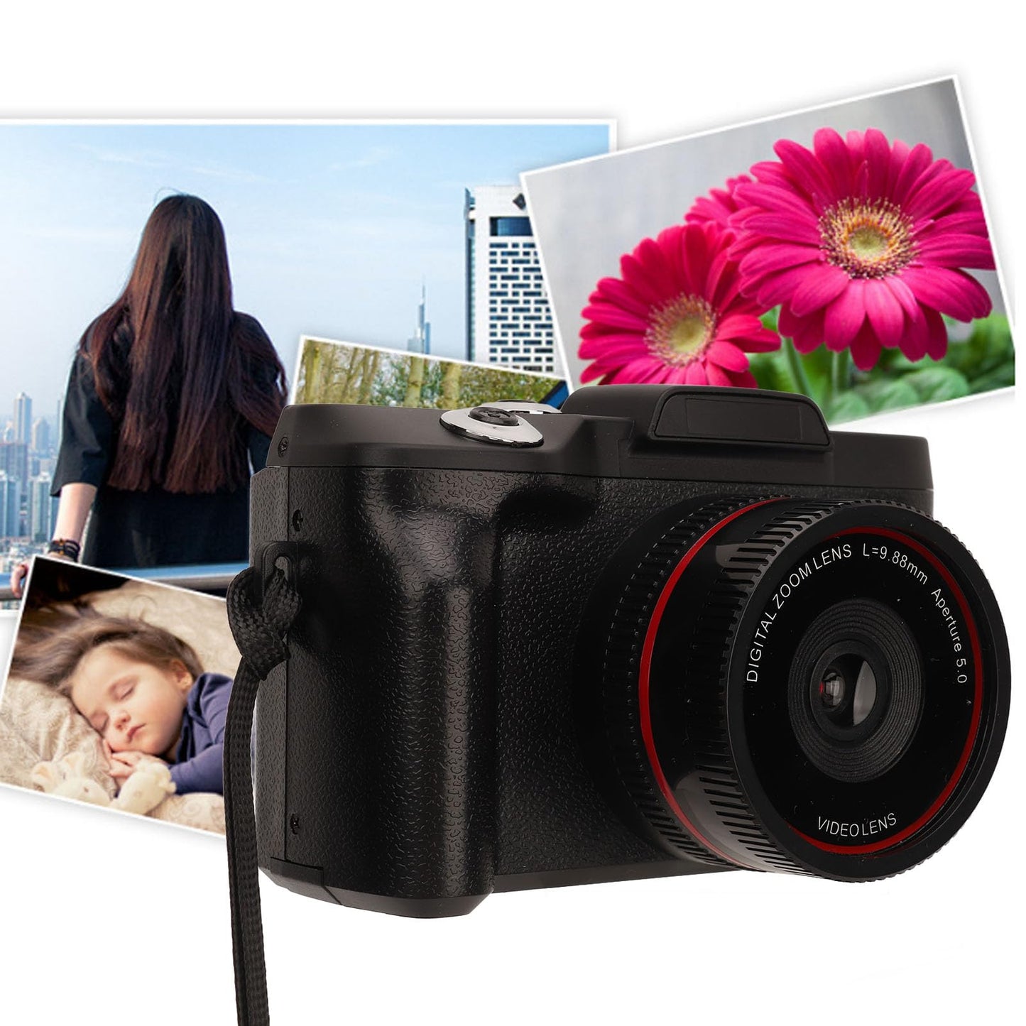 1080P Digital Camera for Photography Autofocus 16X Digital Zoom, 16MP Vlogging Camera with 180° Flip Screen Compact Camera, Support 128G Storage Card
