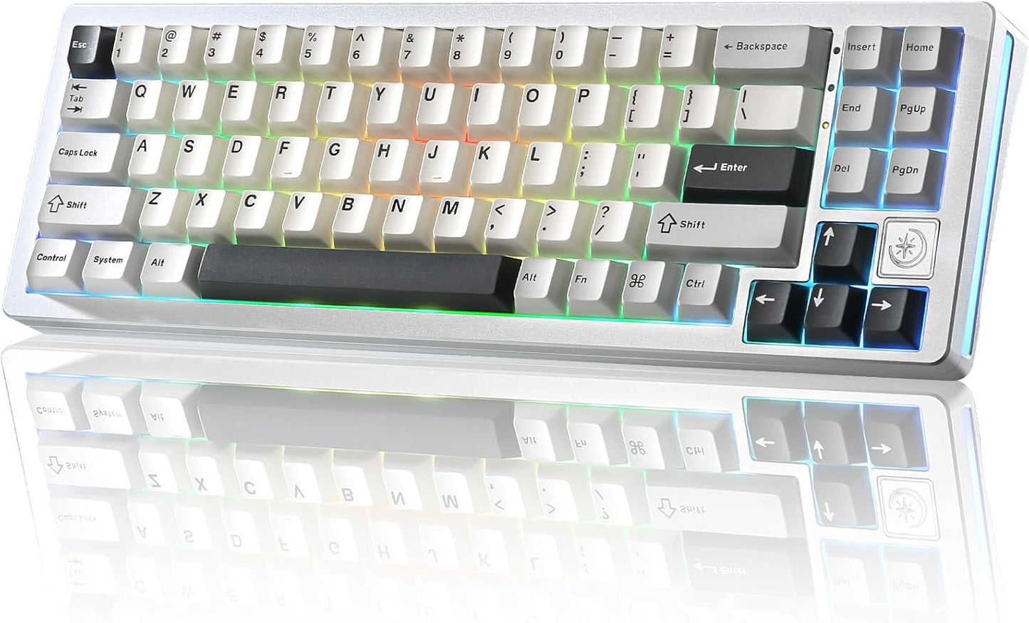 YUNZII AL71 75% Mechanical Keyboard,Full Aluminum CNC,Hot Swappable Gasket,2.4GHz Wireless BT5.0/USB-C Wired,NKRO Programmable RGB Backlight Creamy Typing for Win/Mac(Black,Crystal White Switch)