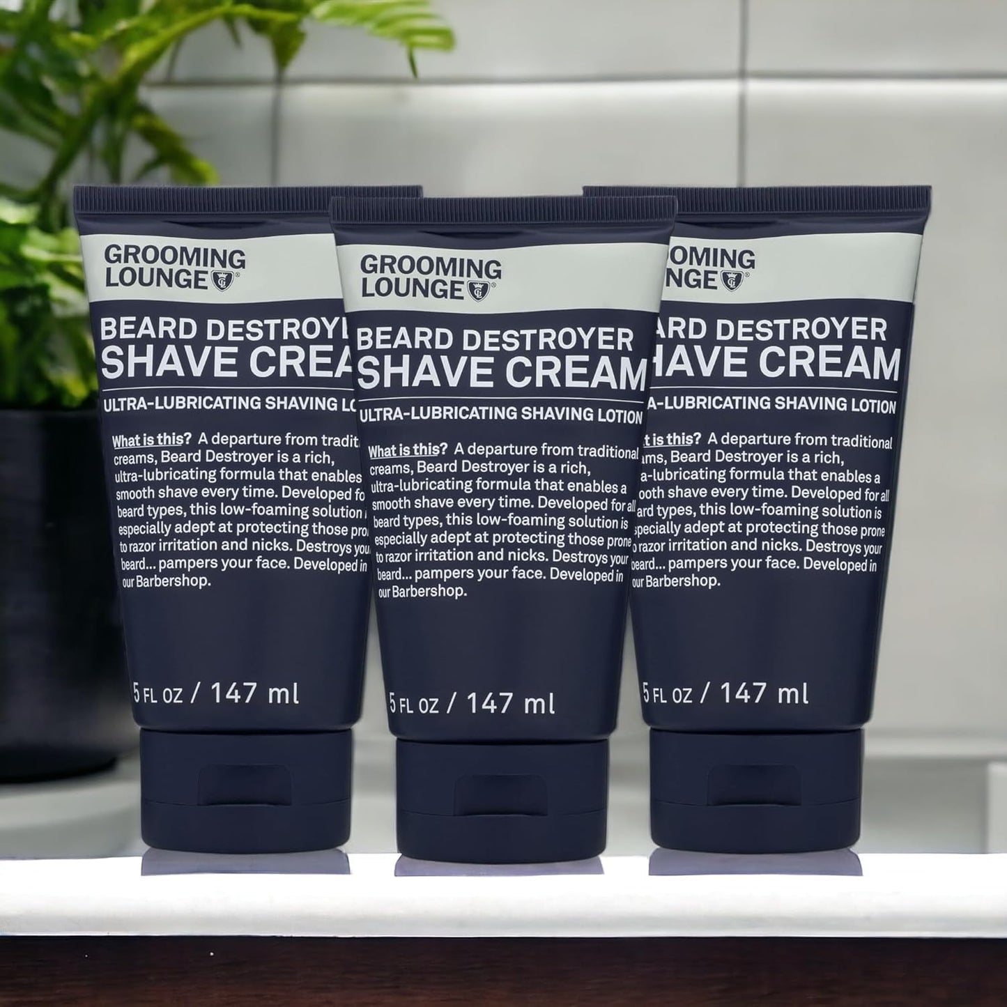 Grooming Lounge Beard Destroyer Shave Cream for Men - Bump, Irritation & Razor Burn Free Shaving Cream Sensitive Skin, Men Beard Care - Soft, Smooth, Easy Glide Low Shaving Foam Lather Formula, 3-Pack