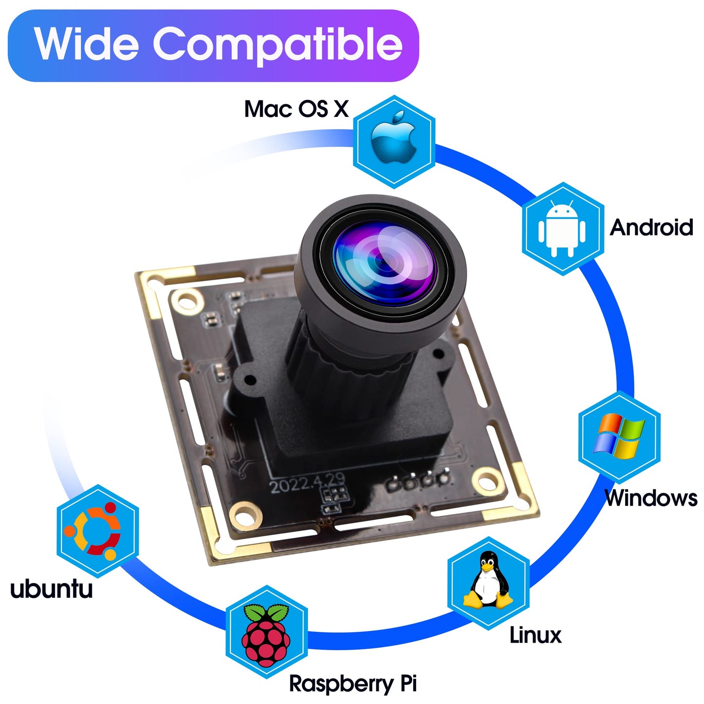 ALPCAM 16MP USB Camera Module, Wide Angle 110 Degree No Distortion Lens, Ultra HD 3496P, Plug and Play, Compatible with WinXP/Vista/WIN7/WIN8/Win9/Win10/Win11/Linux/Mac-OS X/Wince/Android