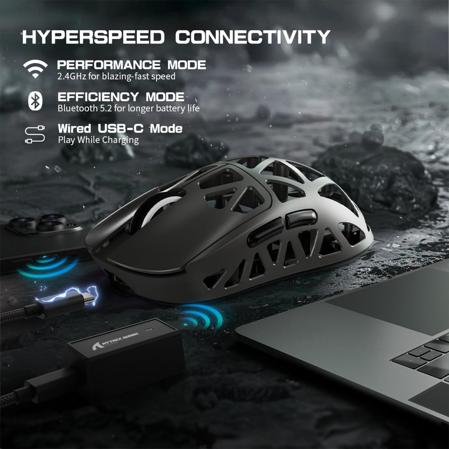 ZIYOU LANG x Attack Shark R2 Superlight Wireless Gaming Mouse,Magnesium Alloy, PixArt PAW3950 Sensor,Adjustable 42K DPI,8K Hz Polling Rate,5 Programmable Button,Long Battery Life,PC/Mac/Xbox/PS-Grey