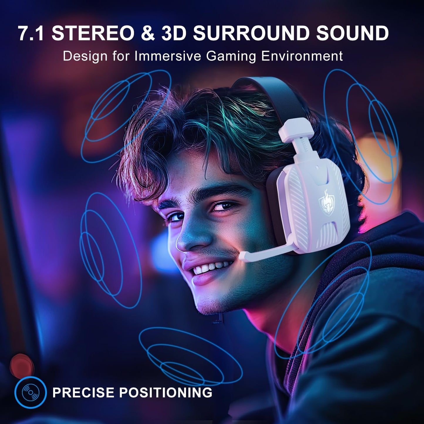 2.4GHz Wireless Gaming Headset for PS5, PS4, PC, Bluetooth 5.3 Gaming Headphones with Noise Canceling Mic, 7.1 Stereo Sound, 30+Hr Battery Gamer Headsets for Switch, Laptop, Mobile, Mac -Black