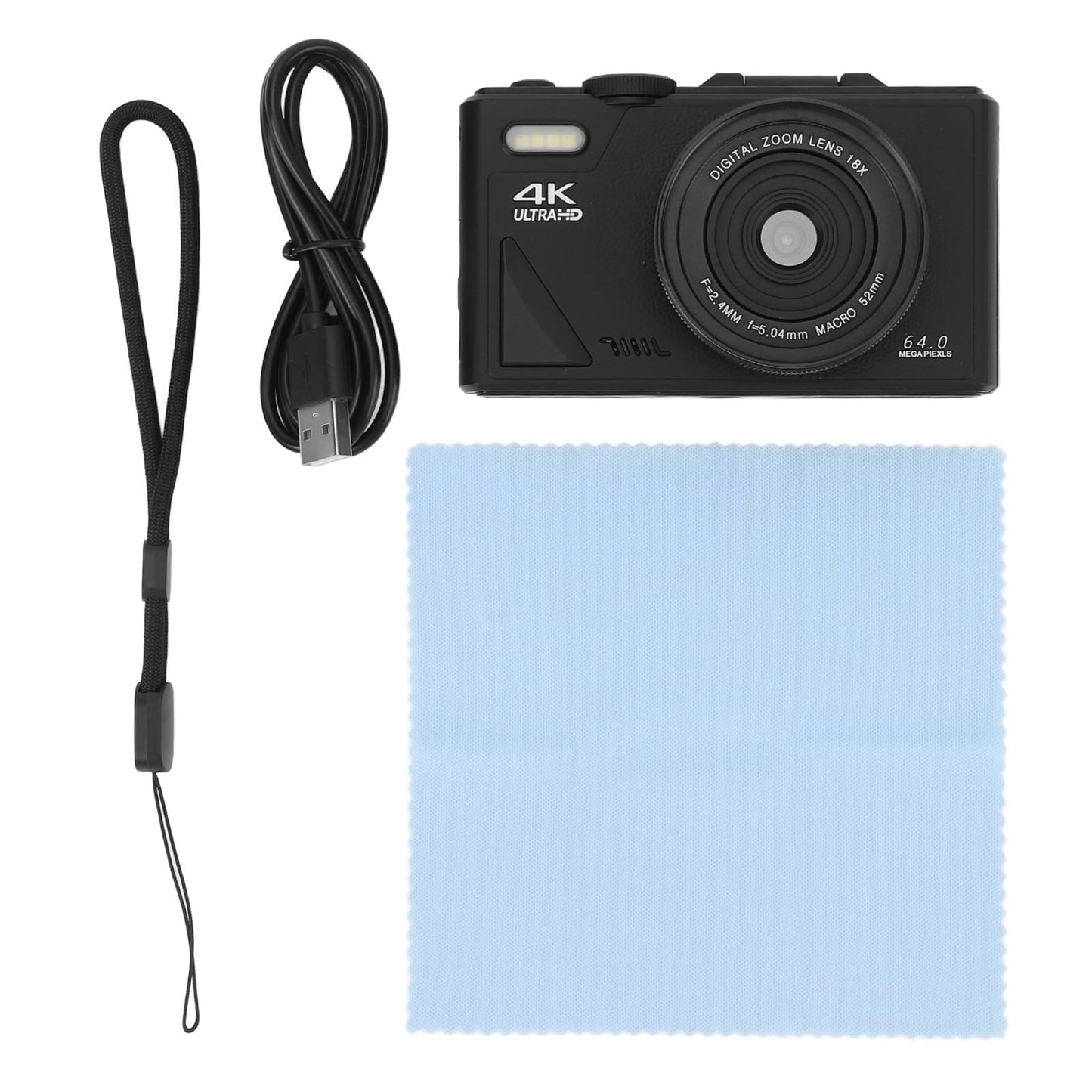 64MP Digital Camera with 4K Vlogging & 18X Zoom, Compact Flip Screen for Boys & Girls