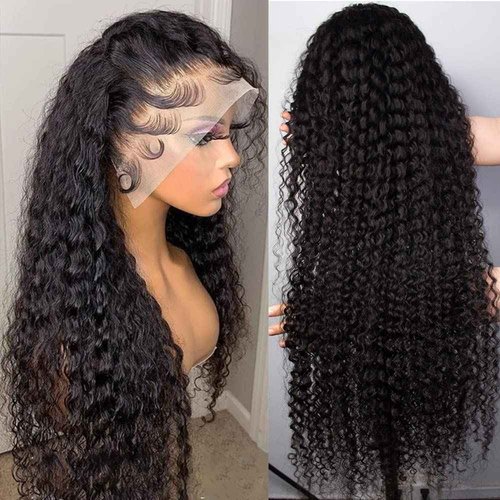 GIESWY 13x4 HD Lace Front Wigs Human Hair Pre Plucked with Baby Hair 180% Density Brazilian Virgin Hair Deep Wave Wig Glueless Human Hair Wigs for Black Women (natural color 22 inch)