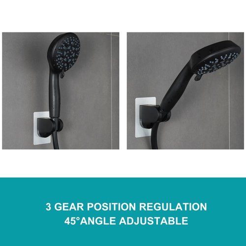 GwernKB Shower Head Holder Strong Adhesive No Drilling Wall Mount Adjustable Handheld Showerhead Bracket for RV Kids Bathroom Shower,Fix Firmly and Use Conveniently (Black, 1)