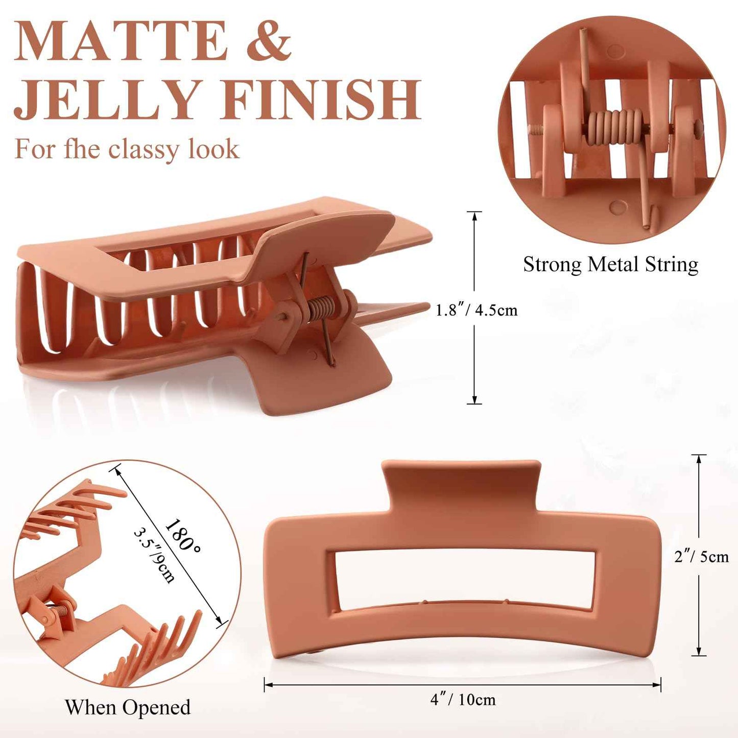 Hoteam 90 Pcs 4.1 Inch Large Hair Claw Clips Bulk Rectangular Big Hair Claws Matte Nonslip Banana Clip Plastic Barrettes for Women Gifts Accessories, 18 Colors