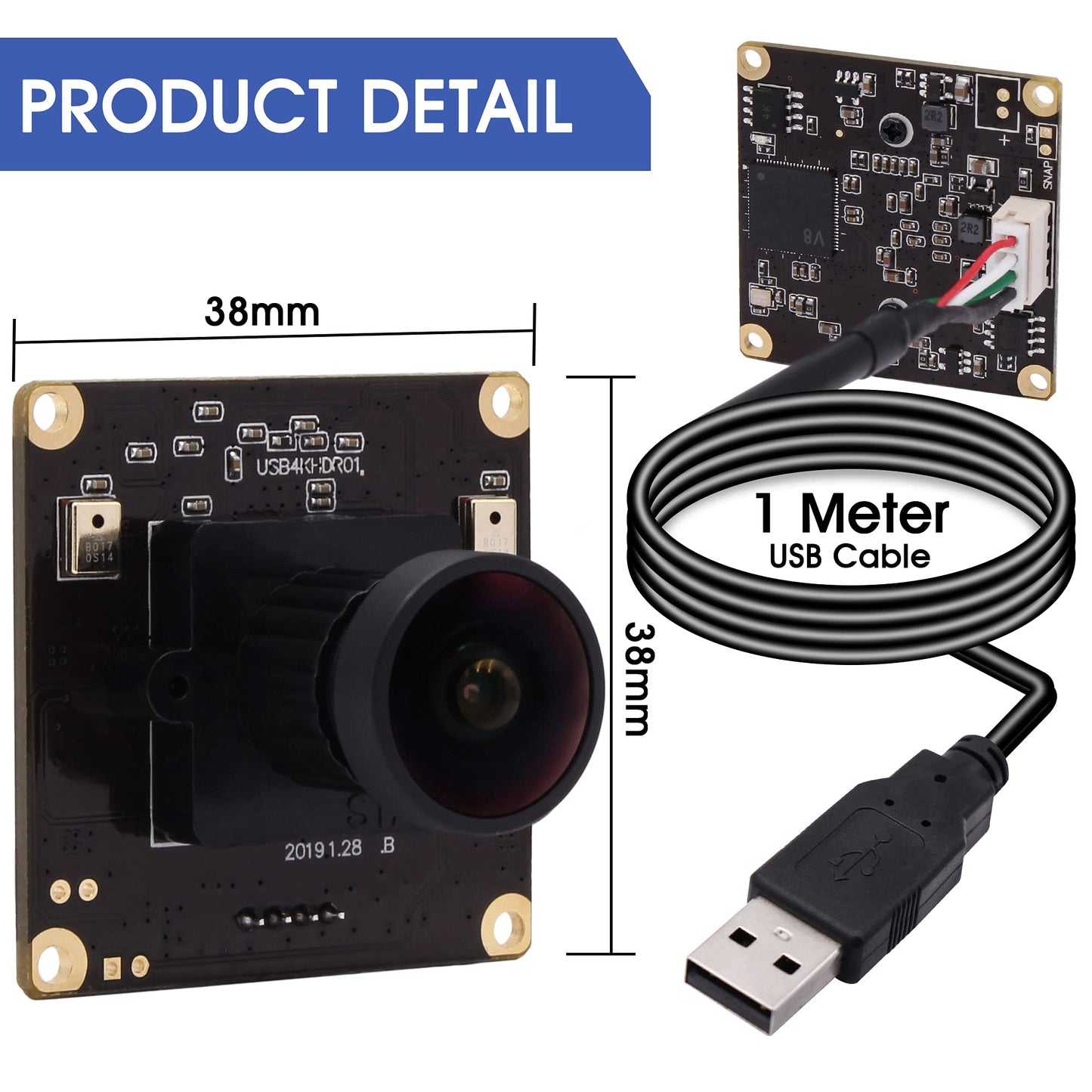 ALPCAM 4K USB Camera Ultra HD 2160P Webcam with IMX317 Sensor, 170 Degree Fisheye Lens, Dual Microphone, Plug and Play for Windows/Mac/Linux/Raspberry Pi