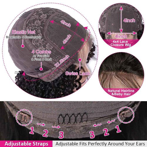 FIRIEYA Deep Wave Lace Front Wigs Human Hair Wigs for Black Women 180% Density 4X4 HD Transparent Lace Closure Human Hair Wigs for Black Women Glueless with Baby Hair Natural Color(22 Inch)