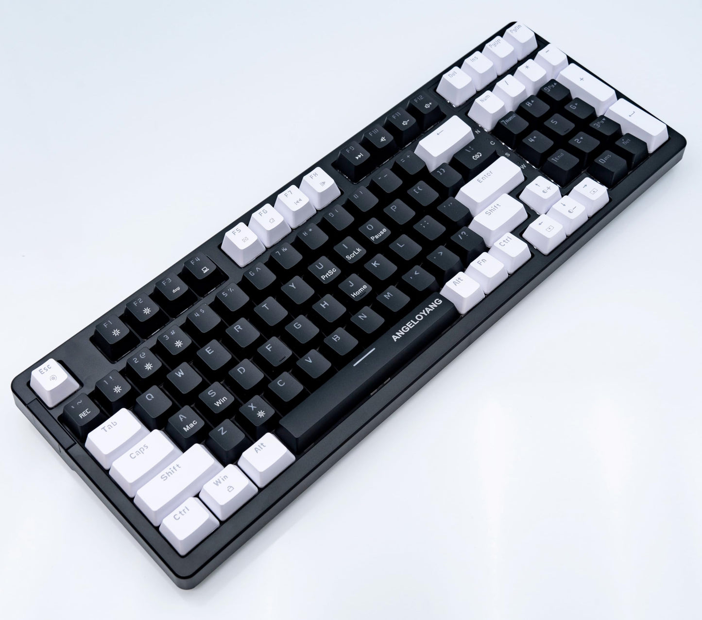 ANGELOYANG Mechanical Gaming Keyboard, Full Key Compact Wired RGB Backlit Light Up, Red Switches Hot Swappable USB C Creamy Sounding Silent White Mechanical Keyboard for PC MAC